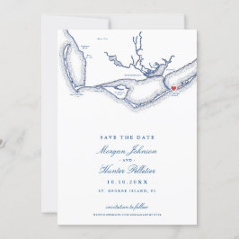 St. George Island FL Elegant Navy Beach Wedding Save The Date