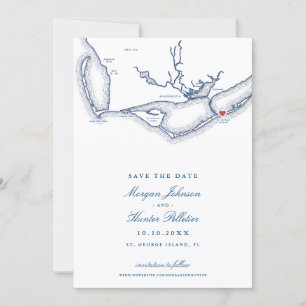 St. George Island FL Elegant Navy Beach Wedding Save The Date