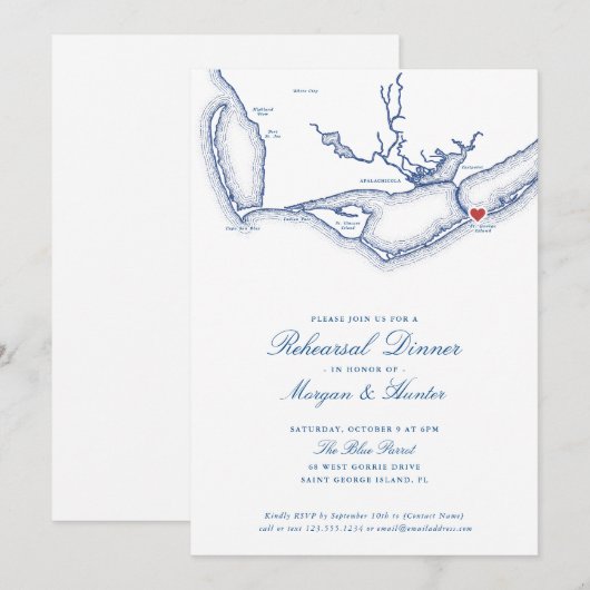 St. George Island FL Kaart Elegant repetitiediner (Voorkant / Achterkant)