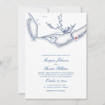 St. George Island FL Kaart Elegante Navy Blue Wedd