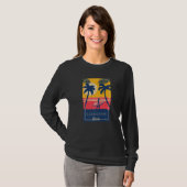 St George Island Florida Retro Surfer Beach Sunset T-shirt (Voorkant volledig)