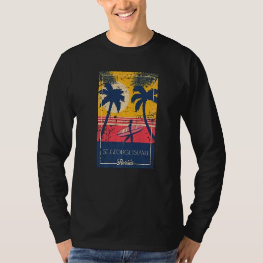 St George Island Florida Retro Surfer Distressed T-shirt (Voorkant)