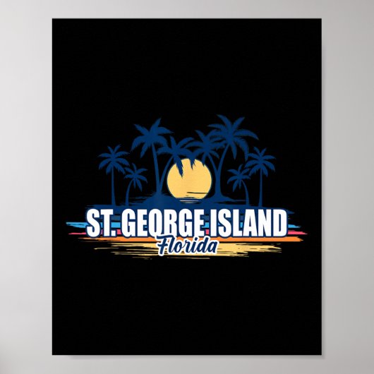 St George Island Florida Retro Surfplank Poster (Voorkant)