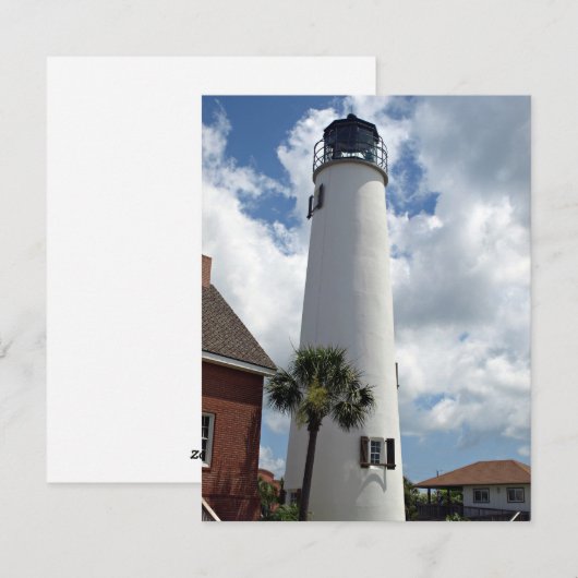 St. George Island Vuurtoren foto op een Feestdagenkaart (Voorkant / Achterkant)