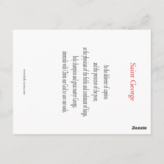 St. George Prayer Card Briefkaart (Achterkant)