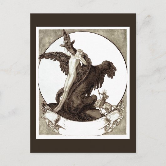 St. George redding een Maiden uit een draak Briefkaart (Voorkant)