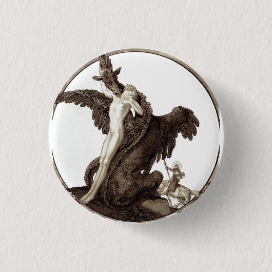 St. George redding een Maiden uit een draak Ronde Button 3,2 Cm (Voorkant)