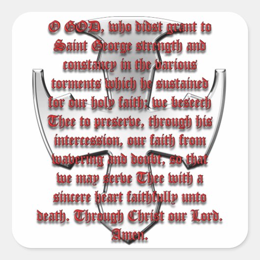 St George Shield Vierkante Sticker (Voorkant)