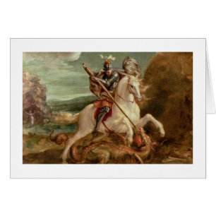 St. George slaying the dragon (olie op het paneel)