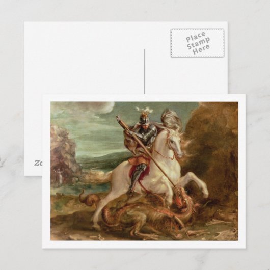 St. George slaying the dragon (olie op het paneel) Briefkaart (Voorkant / Achterkant)