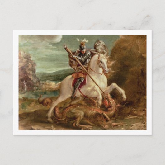St. George slaying the dragon (olie op het paneel) Briefkaart (Voorkant)