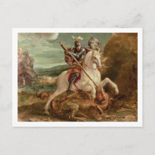 St. George slaying the dragon (olie op het paneel) Briefkaart