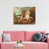 St. George slaying the dragon (olie op het paneel) Canvas Afdruk (Insitu (Woonkamer))