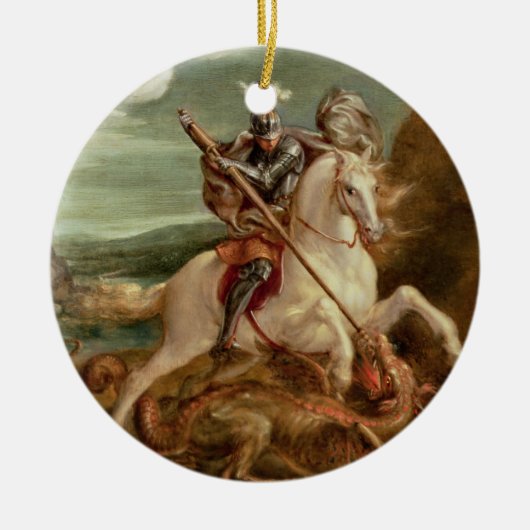 St. George slaying the dragon (olie op het paneel) Keramisch Ornament (Voorkant)