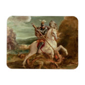 St. George slaying the dragon (olie op het paneel) Magneet (Horizontaal)