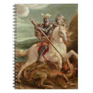 St. George slaying the dragon (olie op het paneel) Notitieboek