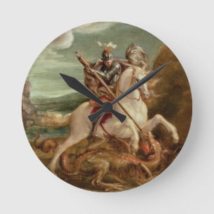 St. George slaying the dragon (olie op het paneel) Ronde Klok
