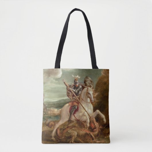 St. George slaying the dragon (olie op het paneel) Tote Bag (Voorkant)