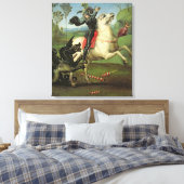 St. George Struggling met de Draak Canvas Afdruk (Insitu (Slaapkamer))