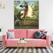 St. George Struggling met de Draak Canvas Afdruk (Insitu (Woonkamer))