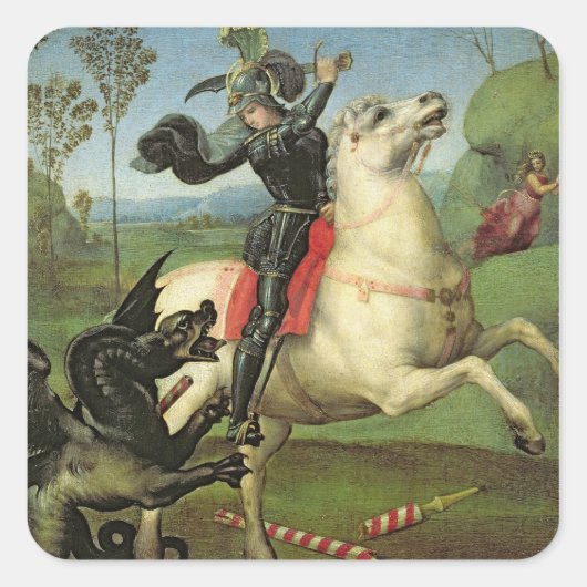St. George Struggling met de Draak Vierkante Sticker (Voorkant)