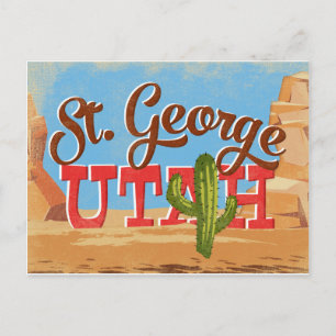 St. George Utah Cartoon Desert Vintage Travel Briefkaart