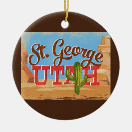 St. George Utah Cartoon Desert Vintage Travel Keramisch Ornament