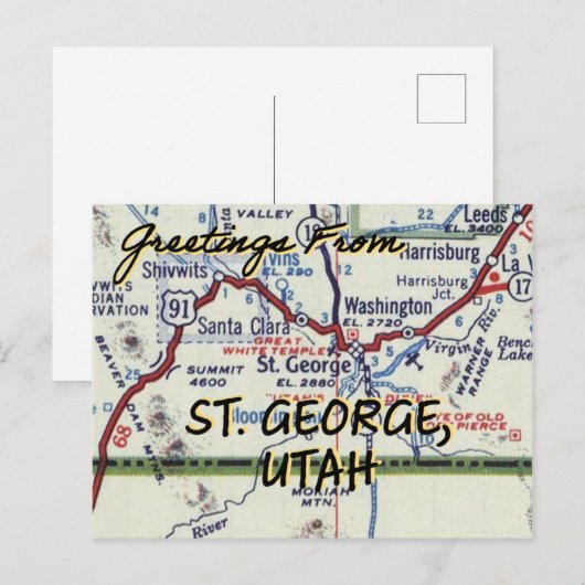 St. George Utah  kaart (Voorkant / Achterkant)