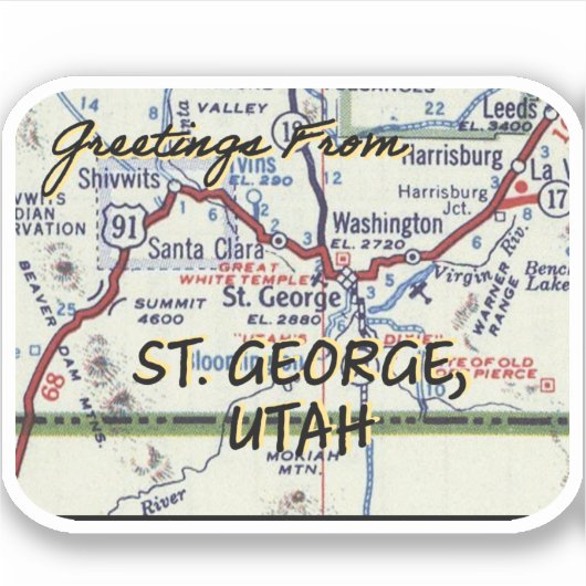 St. George Utah  kaart Sticker (Voorkant)