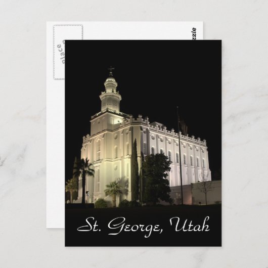 St. George Utah Mormon Temple Briefkaart (Voorkant / Achterkant)