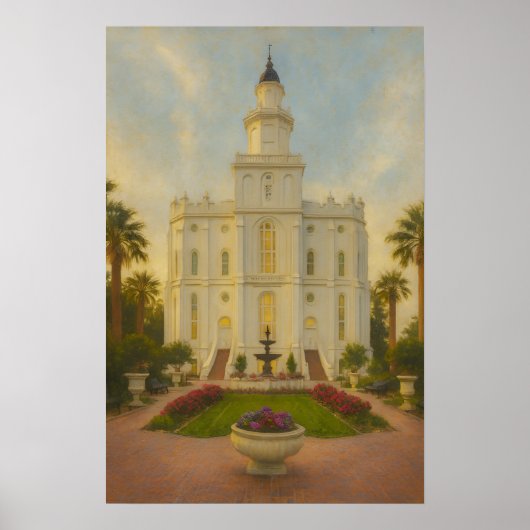 St. George Utah Tempel Schildering™ LDS Kunst Post Poster (Voorkant)
