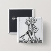 St. George, van het "Liber Chronicarum" Vierkante Button 5,1 Cm (Voorkant /achterkant)