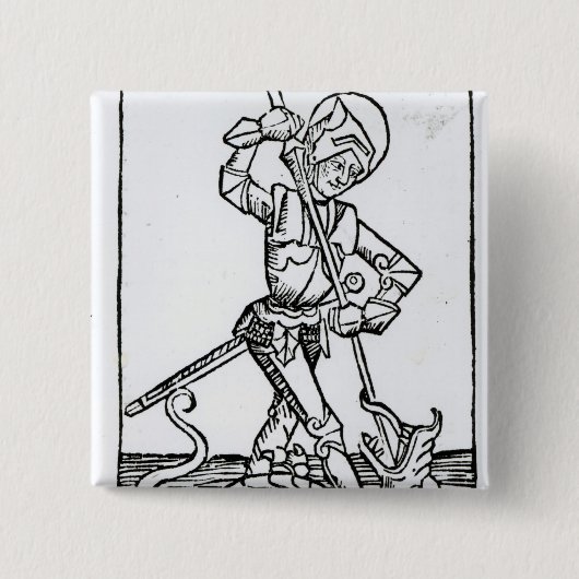 St. George, van het "Liber Chronicarum" Vierkante Button 5,1 Cm (Voorkant)