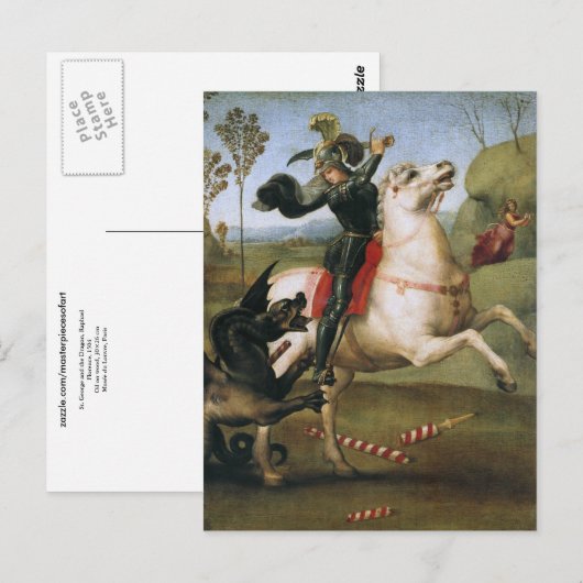 St. George vecht Dragon Raphael Fine Art Briefkaart (Voorkant / Achterkant)