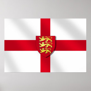 St. George's cross vlag England 3 leeuwen 2012Post Poster