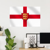 St. George's cross vlag England 3 leeuwen 2012Post Poster (Thuiskantoor)