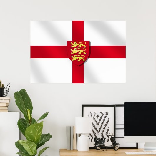 St. George's cross vlag England 3 leeuwen 2012Post Poster (Thuiskantoor)