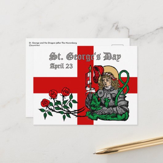 St. George's Day Briefkaart (Neurenberg-versie) (Voorkant / Achterkant in situ)