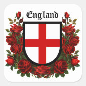 St. George's Schild omringd door rode rozen Vierkante Sticker (Voorkant)