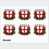 St. George's Schild omringd met rode rozen Vierkante Sticker (Vel)