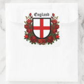 St. George's Schild omringd met rode rozen Vierkante Sticker (Tas)