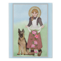 St. Germaine Neef met Dog Waterverf Folk Art