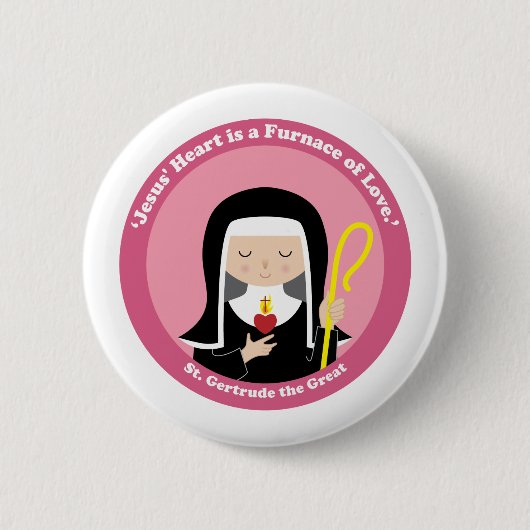 St. Gertrude de Grote Ronde Button 5,7 Cm (Voorkant)