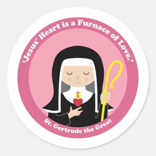 St. Gertrude de Grote Ronde Sticker (Voorkant)