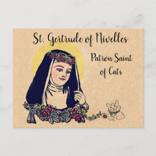 St. Gertrude of Nivelles Patron Saint of Cats Briefkaart (Voorkant)