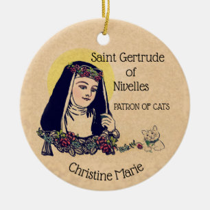 St. Gertrude of Nivelles Patron Saint of Cats Keramisch Ornament