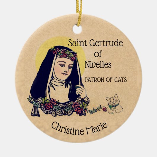 St. Gertrude of Nivelles Patron Saint of Cats Keramisch Ornament (Voorkant)