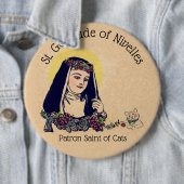 St. Gertrude of Nivelles Patron Saint of Cats Ronde Button 6,0 Cm (In situ)