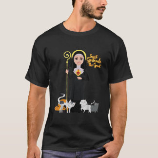 St Gertrude Patron Saint Cats Lovers Great Nive T-shirt