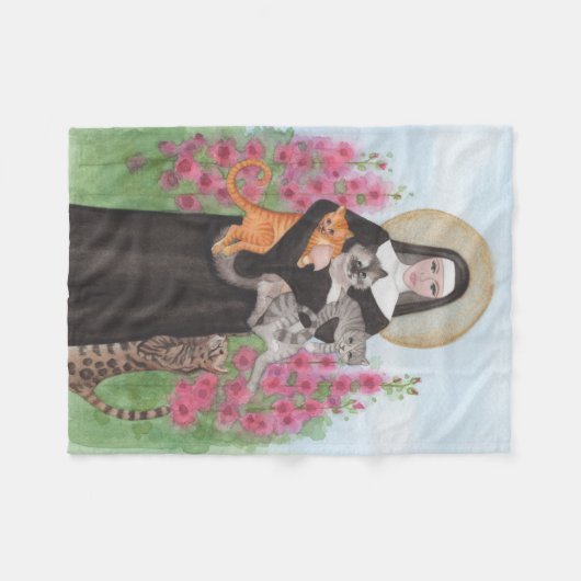 St. Gertrude Patron Saint of Cats Fleece Deken (Voorkant (Horizontaal))